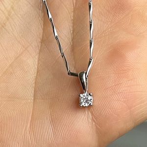 Sterling silver chain and real white gold pendant with cubic zirconia stone